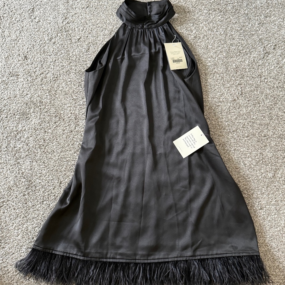 NWT Bohme Halter Mini Dress - Satin & Feathers